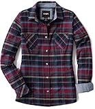 CQR Damen Flanellhemd, langärmelig, gekämmt, Flanell-Plaid (wof002) – Very Berry, Größe M