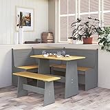 Willood 3-TLG. Eckbank Eckbankgruppe für Esszimmer Küchegruppe Reine Honigbraun Grau Massivholz Kiefer