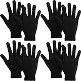 SATINIOR 4 Paar Magische Handschuhe Winter Strickhandschuhe Elastische Unisex Handschuhe Warme Fingerhandschuhe für Damen Herren Sport (Schwarz)