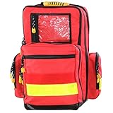 SANISMART | Notfallrucksack MEDICUS M | 48x35x23 cm | Rot | Geräumig & stabil | Hochwertiges Nylon | Perfekt für Notfälle & Outdoor