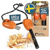 LIGHT MY FIRE Feuerstahl Outdoor Army, 10 mm, 12000 Zündungen, 2-in-1 mit Notfallpfeife, Feuerstahl XXL Survival Gadget Feuerstein Feuerzeug, Ewiges Streichholz mit Bio-basierter Kunststoffgriff