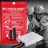 Löschdecke für küche - Feuerlöschdecke DIN EN 1869:2019 Sicherheit Brandschutzdecke für Fettbrände Auto Schule Kamin Büro Garage Schweißen Lager 1m x 1m