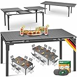 KESSER® Gartentisch ausziehbar Esstisch 180/240x90cm erweiterbar bis 8 Personen Ausziehtisch mit pulverbeschichtetem Stahl-Gestell & HDPE Tischplatte Wetterfest & UV-Beständig inkl. 6 Filz-Untersetzer