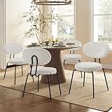 COLAMY Polsterstühle für das Esszimmer, 4er Set, Moderne Küchenstühle mit Rückenlehne, Kleine runde Metallseitenstühle mit gekrümmter Rückenlehne für Esszimmer, Küche, Restaurant, Creme