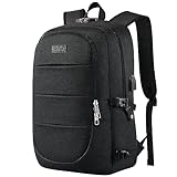 AMBOR Rucksack Herren, 17,3 Zoll Laptop Rucksack Schulrucksack mit USB-Ladeanschluss, Backpack Damen Anti-Diebstahl Rucksack Multifunktion Notebook Tasche Wasserdicht, Schwarz