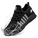 FLOWING PLUME Wasserdicht Laufschuhe Herren Sportschuhe Leicht Turnschuhe Running Schuhe Walkingschuhe Atmungsaktiv Joggingschuhe Fitness Sneaker (Schwarz Weiß,43EU)