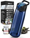 BERGKVIST® Outdoor Wasserfilter Flasche OBSIDIAN (650ml) mit Kompass - Trinkflasche mit Filter für sauberes Trinkwasser - Wasseraufbereitung für die Camping-, Prepper- & Survival-Ausrüstung (Blau)