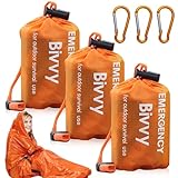 WIYETY 3 Stück Notfall Schlafsack: Notfall Überleben Schlafsack mit Signalpfeife, Wasserdicht Notfalldecke, Rettungszelt für Outdoor, Wasserdicht & Ultraleicht & Kälteschutz - Orange