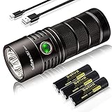 Sofirn BLF SP36 Led Taschenlampe, Super Hell raufladbare USB C 5000K 90CRI mit 4x Sumsung LH351D und 18650 Button top Batterie