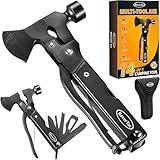 RoverTac Multitool Axt Beil Campingausrüstung Werkzeug Geschenke für Männer Dad Ihn 14-in-1 Multi Tool Messer Hammer Zange Säge Schraubendreher Flaschenöffner Nylonscheide