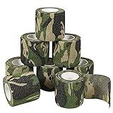 QiGui 8 Rollen Selbsthaftende Cohesive Bandage Camouflage Klebeband Kohäsive Bandage Pflasterverband Fingerpflaster Haftbandage Verband Fixierverband Elastische Binde Für Jagd Sport im Freien 5cm