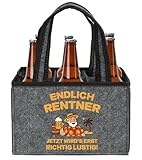 TAKONE Renteneintritt Geschenk Männer – Herrenhandtasche Bier für 6 Flaschen aus Hochwertigem Filz – Lustige Flaschentasche Zum Ruhestand & Abschied 2025