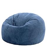 Icon Kingston Sitzsack Cord, Denimblau, Sitzsack Erwachsene mit Füllung, Bean Bag, Cord Sessel, Lounge Sessel, Lounge Stuhl, Schlafzimmer, Wohnzimmer, Wohnzimmer Möbel