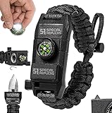 Geschenke für Männer, Gadgets für Männer, Männer Neu Survival Paracord Armband Multitool Survival Kit 10 in1 BH-1, Schwarz