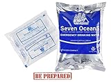 Nahezu unzerstörbare Trinkwasserkonserve im super Surivalpack, Seven Oceans, Emergency Drinking Water, 5 x 100ml Trinkwasser, unbegrenzt haltbar, ohne chemische Zusätze