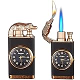 2X Magic Double Jet Flame Feuerzeug - Winddichte Sturmfeuerzeuge mit Doppelflamme, Nachfüllbar Gasfeuerzeug für Outdoor, Camping & Survival (Ohne Gas)