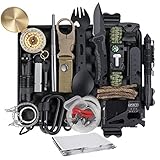 20 in 1 Survival-Kit Notfall Survival Ausrüstung mit Camping Zubehör, Survival Outdoor Ausrüstung mit Kompass Feuerstein für Camping Abenteuer Wandern, Personalisierte Geschenke für Vater Männer Papa