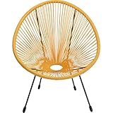 Kare Design Sessel Acapulco, Gelb, Indoor und Outdoor Stuhl im Retro-Design, Gartenstuhl, Relaxsessel für Balkon, Garten, Terrasse, Schwarzes Stahlgestell, 85x73x78 cm (H/B/T)