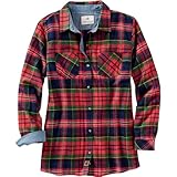 Legendary Whitetails Cottage Escape Flanell-Kleidung für Damen, Langärmelig, Kariert und Einfarbig, Tailliert, Knopfleiste, Holly Berry, XX-Large