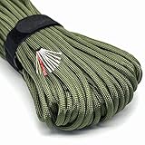 Survival Paracord Seil PSKOOK 30 Fuß Feueranzünder Fallschirmschnur 7-Strang Nylon mit Roter Zunderschnur PE Angelschnur Baumwollfaden für Outdoor Lanyards, Armbänder, Griffwickel (Armeegrün)