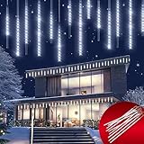 Monzana® Lichterkette Meteorschauer 480 LED Außen Wasserdicht 10 Röhre je 50 cm Innen Weihnachten Eisregen Regenlichterkette Weihnachtsbeleuchtung Weiß