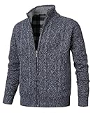 Herothorn Strickjacke Herren Langarm Stehkragen Cardigan Fleecejacke mit Zopfmuster Reißverschluss Jacke Gestrickt Pullover für Männer