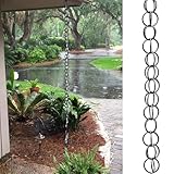 yurstcggh Wasserfall-Regenkette,Ring-Regenkette,Regenwasser sammeln,Wird für Außendekoration und Pavillonrinnen Verwendet,Für Veranda,Balkon,Hof,Garten,Pavillon,Villa 2.8m(9ft) Schwarz