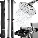 holz4home® Solardusche Gartendusche I 40L Fassungsvermögen I Aussendusche mit Warmwasser bis 60°C I Outdoordusche für Garten & Pool inkl. Schutzhaube & Wasserhahn