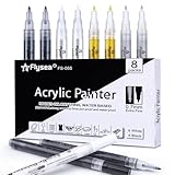 LCDGTJ 8 Pack Acrylstifte Set für steine wasserfest, 0,7mm Schwarz Weiß Gold Silber Acrylic paint marker Stifte für Stein, Glas, Holz, Bemalen, Kunststoff, Metall, Leinwand, Art und DIY Projekte