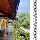 yurstcggh Wasserfall-Regenkette,Ring-Regenkette,Regenwasser sammeln,Wird für Außendekoration und Pavillonrinnen Verwendet,Für Veranda,Balkon,Hof,Garten,Pavillon,Villa 2m(6.6ft) Schwarz