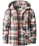 SwissWell Holzfällerhemd Herren Flanellhemd Kariertes Hemd mit Kapuze Langarm Holzfäller Jacke Outdoor Kapuzenhemd Männer Burgunderbeige XL