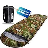 EXPLORER Hunter Deckenschlafsack [350GSM] 1950g Extremtemperatur bis zu -18°C in Tarn Camouflage BW Schlafsack XXL 220x80cm für Camping, Angeln, Outdoor