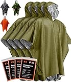 PREPARED4X Notfalldecken & Regenponcho Hybrid Survival Gear and Equipment,Robuste,speichert 90% der Wärme + reflektierende Seite für erhöhte Sichtbarkeit,4er Pack (grün)