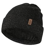 Wmcaps Beanie Mütze, Herren Winter Warme Unisex Wintermütze Strickmütze Dehnbare Weiche Wollmütze mit Bündchen und Dickem Warmem Futter Geschenk für Freundin männer Frauen (Dunkelgrau)