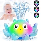 Jovicos Badewannenspielzeug, Oktopus Spray Wasserspielzeug mit Licht, Badespielzeug Baby ab 1 Jahr, Badewann Spielzeug Kinder Geschenk (Blau)