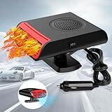 Abiemuce Auto Heizung, 12V 150W Heizlüfter für Auto, Tragbare heizung für Auto, 2 in 1 Heizung Kühlung Auto Fenster Defroster Demister, Auto Heizlüfter 360° Drehbarer mit Zigarettenanzünder-Stecker