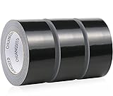 CHUANGSEED 3 Rollen Panzertape extra stark, Gewebe-Klebeband 27.4 m x 50 mm – Wasserdichtes Reparaturband für innen & außen gewebeverstärktes Reparaturband(Schwarz 3 Rollen)