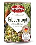 DREISTERN Erbsentopf 400g I Mit Fleischbällchen & Kartoffeln I Herzhafter Eintopf in recyclebarer Konservendose I Lange Haltbarkeit dank natürlicher Konservierung I Hausmacher Qualität