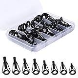 KINBOM Angelrute Reparatur Spitzenring, 1,8-3,2mm Edelstahl Ersatz Rutenspitzen Reparaturset mit Kunststoffbox Angelrute Reparatur Kit für Süßwasser Salzwasser Angelliebhaber (Schwarz, 8 Größen)