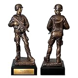 eberin · Soldat Pokal · Truppen Pokal · Dienstzeit Ehrung · Resinfigur Soldat · Bronze/Gold · Pokal mit Wunschtext, Größe 25,5 cm