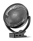 Koonie 10000 mAh Clip Ventilator, 20cm Tragbarer USB Ventilator Grow mit Akku, 4 Geschwindigkeiten & 360° Drehung, Leise Wandventilator,Tischventilator für Zuhause, Büro, Kinderwagen, Camping,Growzelt