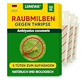 LUNEWA® Raubmilben gegen Thripse bei Gemüse-, Zier- & Nutzpflanzen - 5 Tüten für 5-10 Pflanzen - zur biologischen Bekämpfung von Thripsen - 100% Chemiefrei & Natürlich - Amblyseius Cucumeris