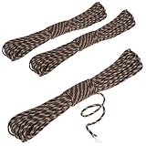 com-four® 3X Paracord Schnur Ø 4 mm, 75 m - Seil mit 7 Kern Strängen für Boot, Camping, Outdoor - Nylonseil mit 250 Kg Tragkraft - Zeltseil, Abspannseil, Allzweckseil (3 Stück - Camouflage)