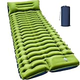 Myxslop Isomatte Selbstaufblasend, Camping Luftmatratze Kleines Packmaß und Leichte, Camping Matratze mit Fußpresse Pumpe & Kissen für Outdoor Campingmatte Schlafmatte Luftzellenmatte Aufblasbar