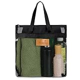 KALIONE Duschtasche, 1 Stück Duschtasche mit Griff, Tragbare Strandtasche, Netz-Duschkorb, große Kapazität, Reise-Duschtasche für Fitnessstudio, Duschraum, Strand, Reise-Toilettenartikel (Schwarz)