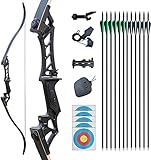 Tongtu 57' Recurvebogen Pfeil und Bogen Set für Erwachsene Rechte Hand 30-60LBS Jagd Longbow Set für Die Jagdpraxis Outdoor-Sportarten