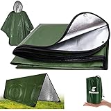 E EASTSTORM 210×150cm Verdickter Notfalldecke Schlafsack Survival Biwaksack Rettungsdecken Plane Wasserdicht Thermodecke Tarp Zeltplane und Notfall Regenponcho Ultraleicht Kälteschutz für Camping