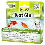Tetra Pond Test 6in1 - Wassertest für den Teich, schnelle und einfache Überprüfung der Wasserqualität im Gartenteich, 1 Dose (25 Teststreifen)