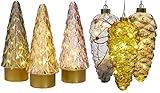 Northpoint LED Winterglas Dekoration mit Timerfunktion und Battierien Echtglas 10 Micro LEDs (Tannenbaum Rosé)