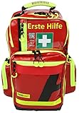 Erste Hilfe Notfallrucksack Sport Freizeit & Event - AEROtex® Plane Rot - Gelbe Reflexstreifen